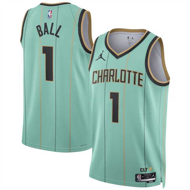Mens Charlotte Hornets #1 LaMelo Ball Mint 2024-25 City Edition Stitched Jersey Dzhi->charlotte hornets->NBA Jersey